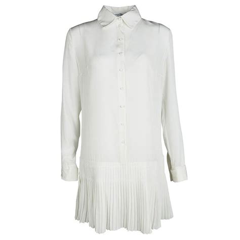 long sleeves off white gown dior|Dior short shirt dresses.